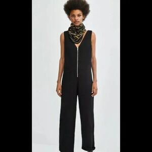 Zara TRF tencel black denim jumpsuit M